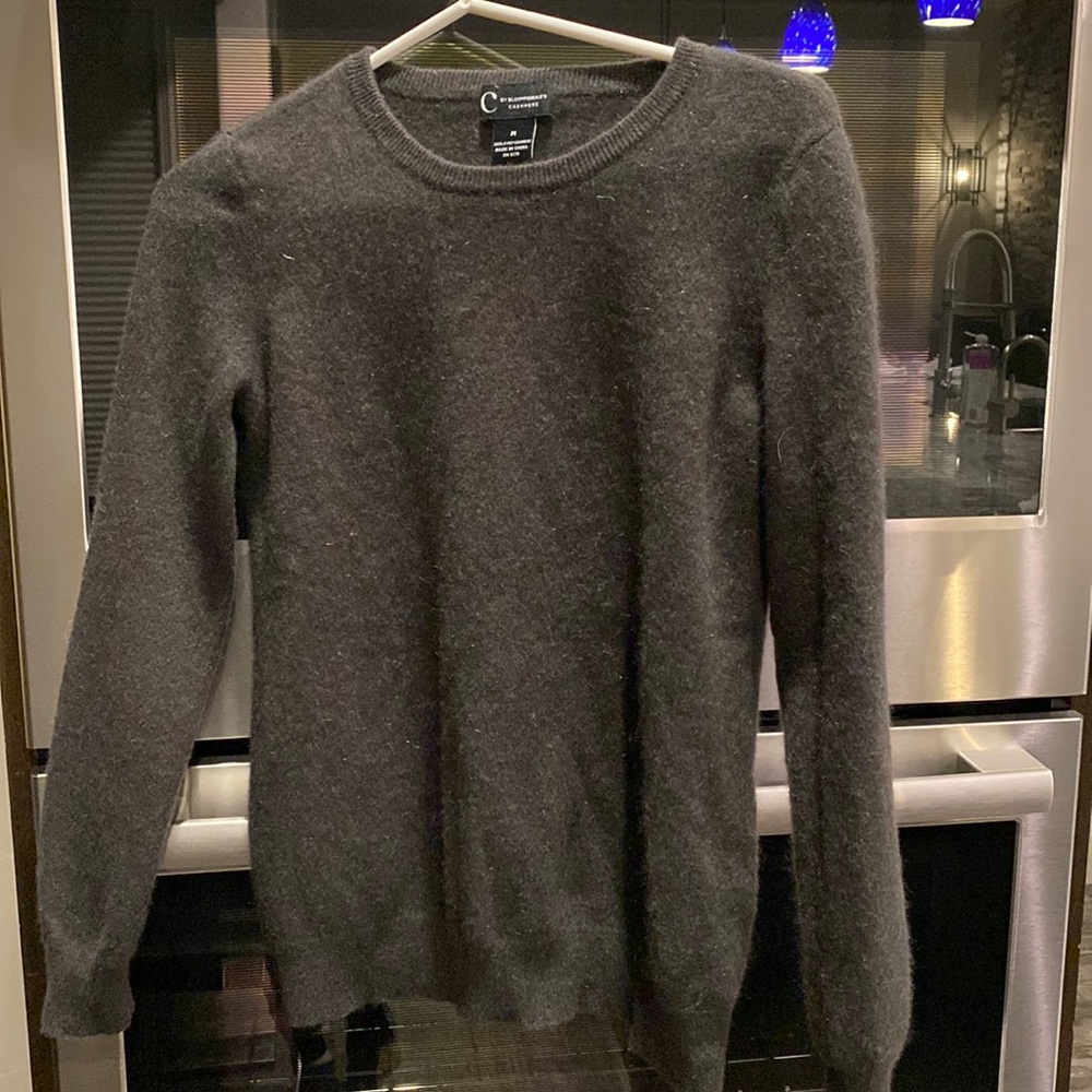 Bloomingdale's Women's Scoop/Crew Neck Sweater - Charcoal
